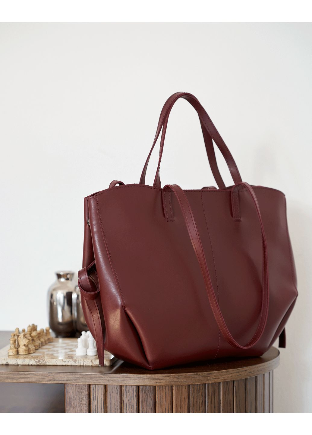 Жіноча сумка бордова з екошкіри для повсякденного використання з двома відділеннями ProDobro (367264905)