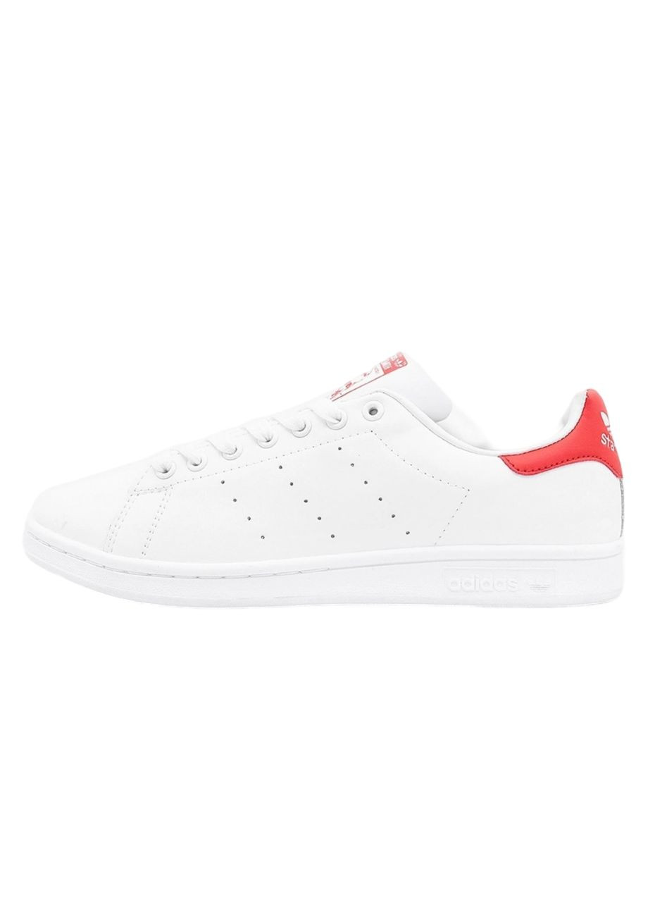 Белые демисезонные кроссовки женские adidas Stan Smith White/Red