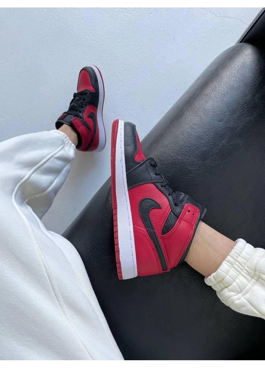 КРОСІВКИ ЖІНОЧІ NIKE AIR JORDAN 1 RETRO MID RED BLACK WHITE НАЙК АІР ДЖОРДАН БІЛІ No Brand білі демісезони (391953346)