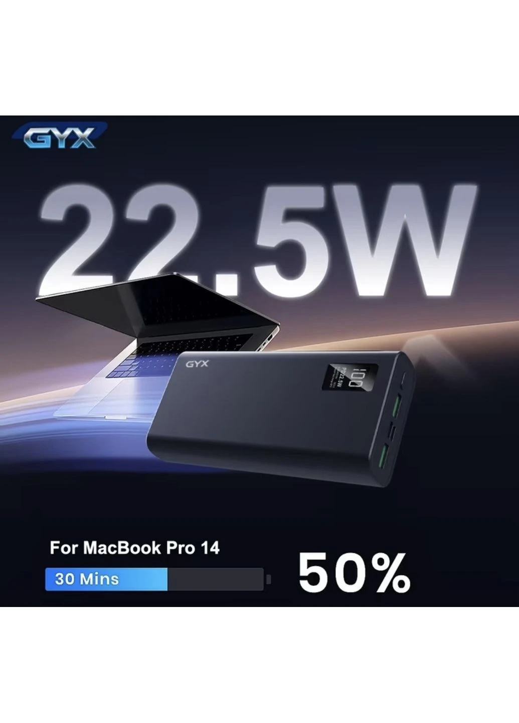 🔋 GYX Портативное Зарядное Устройство 10000mAh Power Bank 22.5W — Быстрая Зарядка USB-C Samsung (395912156)