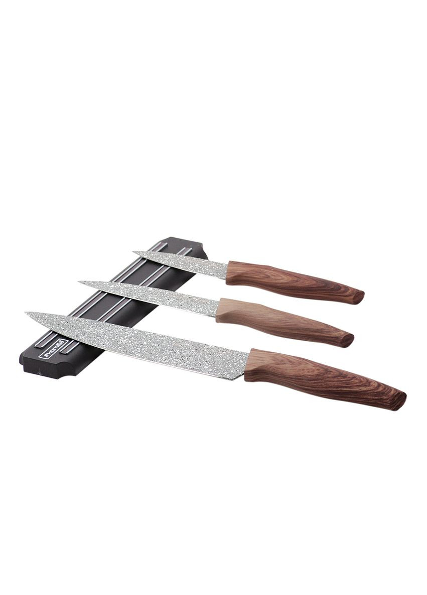 Набір кухонних ножів на магнітної смужці 4 предмета (3 ножа+держатель) KM5148 Kamille комбінований,