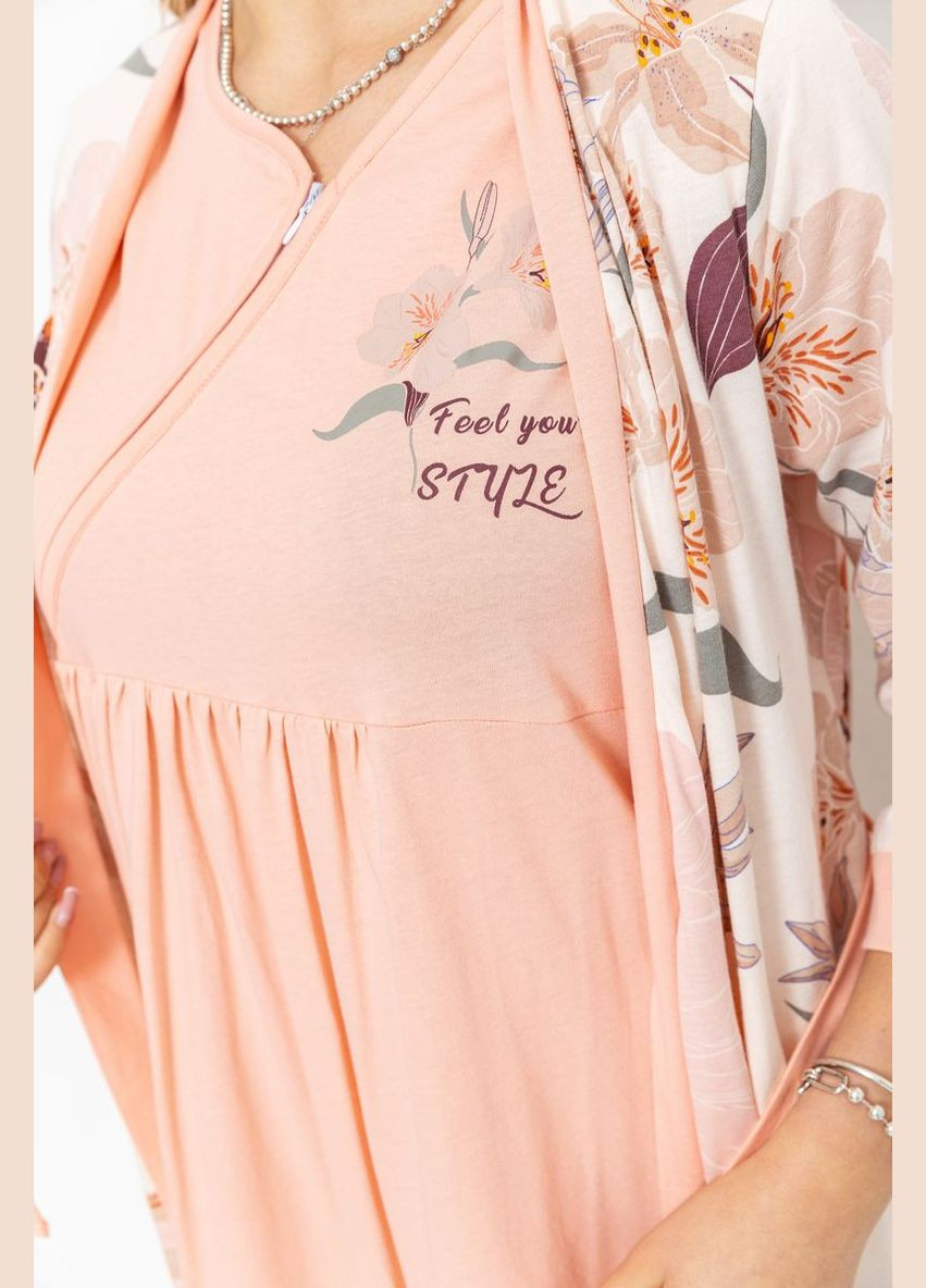 Комплект ночная рубашка + халат, цвет персиковый, Ager (292130881)