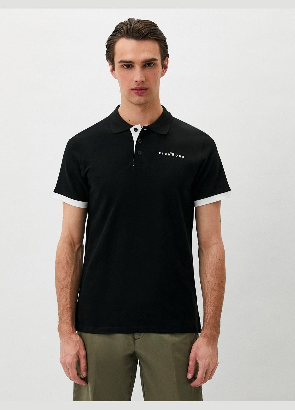 Черная футболка-поло для мужчин John Richmond