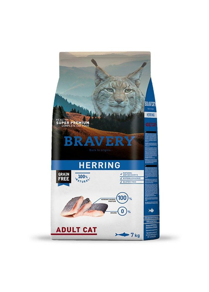 Сухий корм для котів Herring Adult Cat з оселедцем, 7 кг (*) Bravery (304424179)