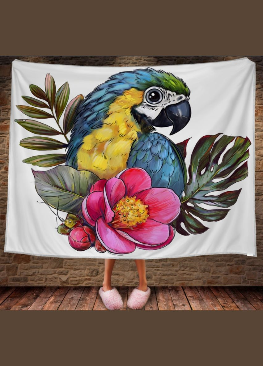 Плед с 3D принтом Попугай Ара Акварель Перша Креативна мануфактура PERFECTUS Плед (301868811)