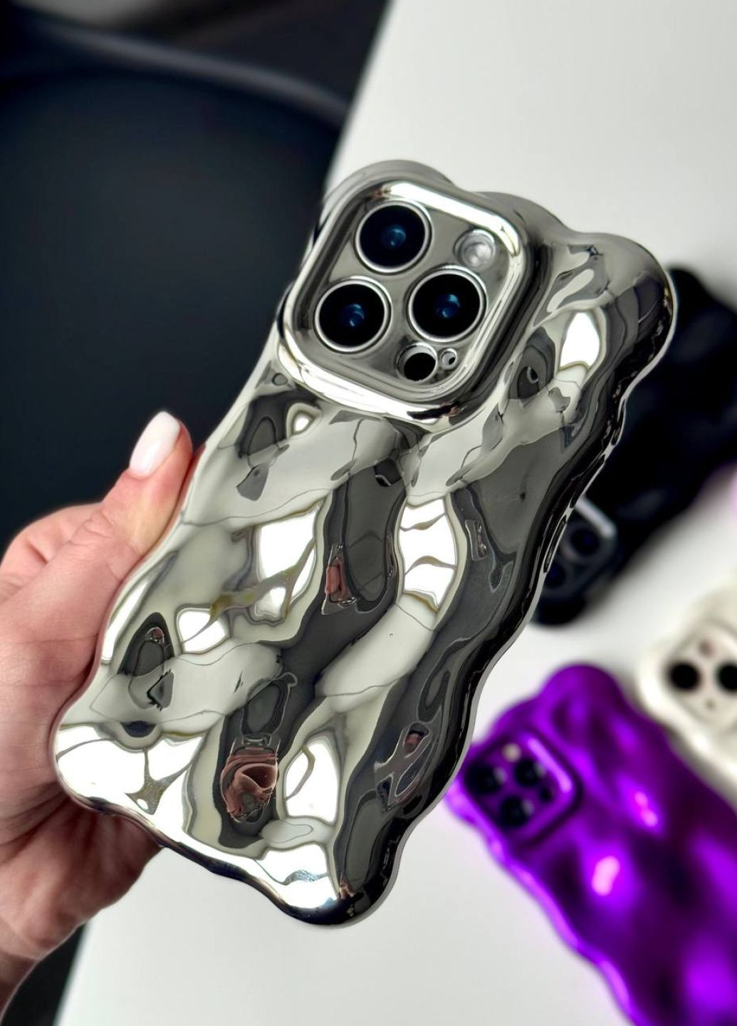 Чехол силиконовый для iPhone 15 Pro 3Д Silver / чехол айфон 15 про серебристый No Brand (316460825)