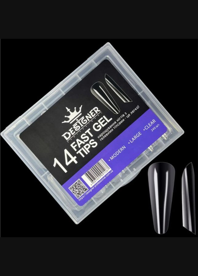 Гелеві типси для нарощування нігтів Designer L14 Modern (модерн, довгі), 240 шт Designer Professional (331902124)