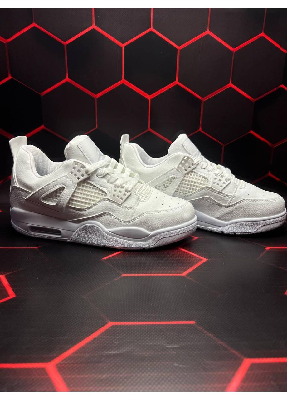 Белые демисезонные кроссовки мужские nike air jordan retro 4 full white v2 найк аир джордан No Brand