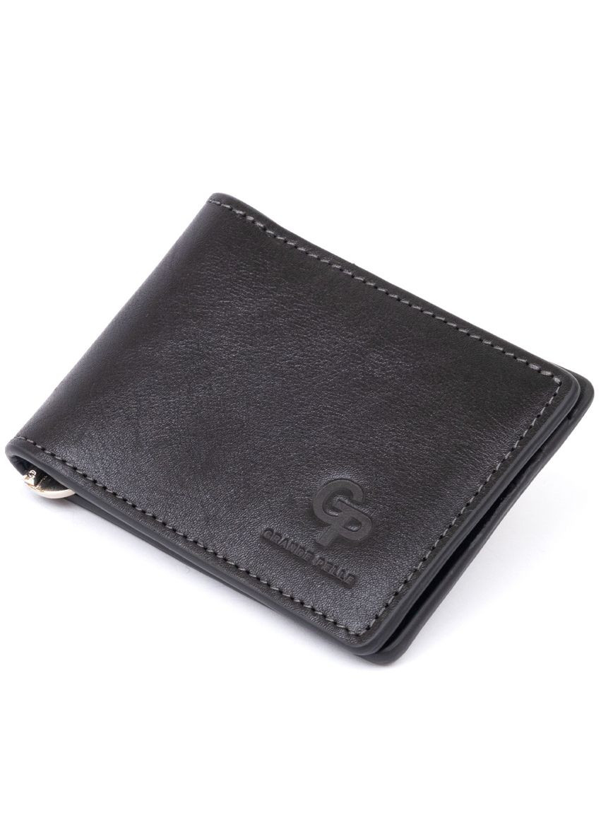 Стильне портмоне з затискачем для грошей без застібки 11295 Чорне Grande Pelle (329149387)