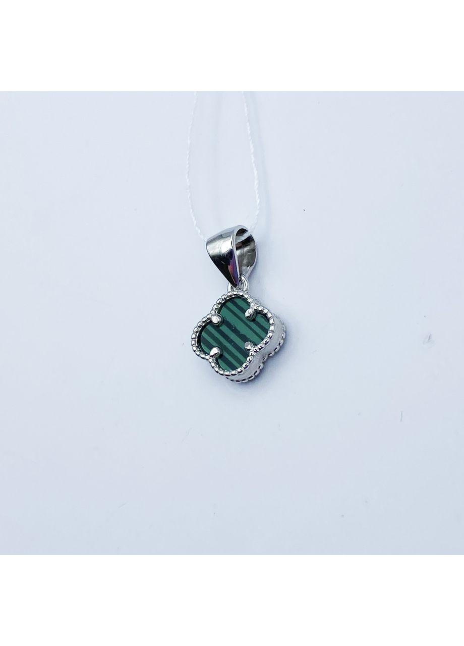 Кулон срібний з малахітом "Конюшина" 0,9 г No Brand (369737024)