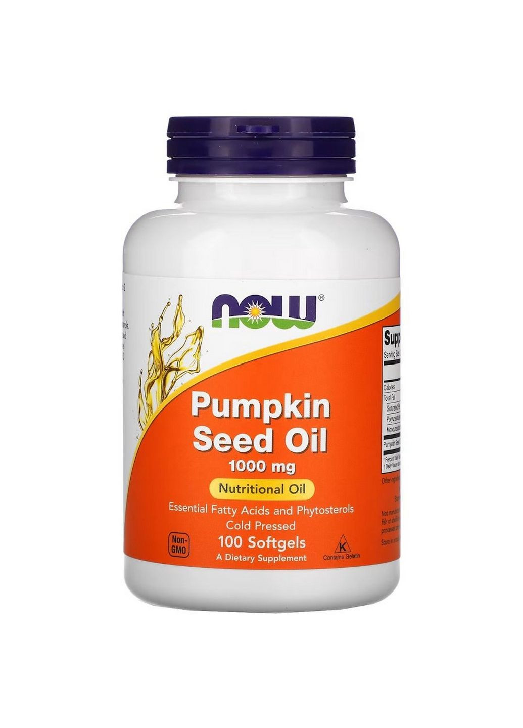 Натуральна добавка Pumpkin seed oil 1000 mg, 100 капсул Now (294929130)