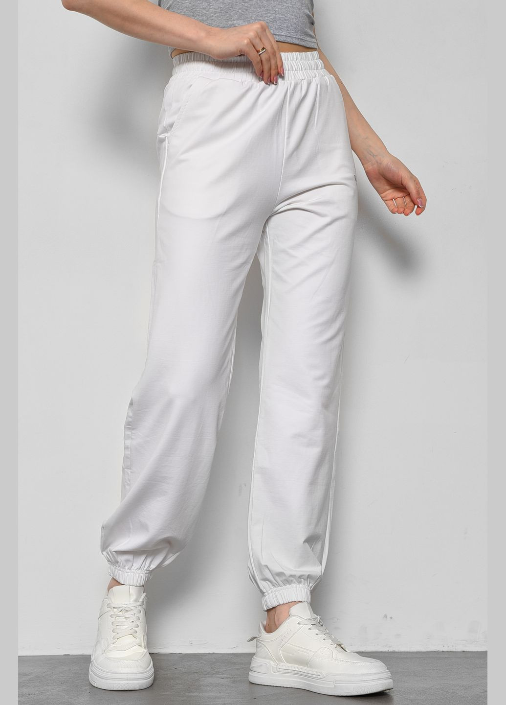 Белые спортивные демисезонные прямые брюки Let's Shop