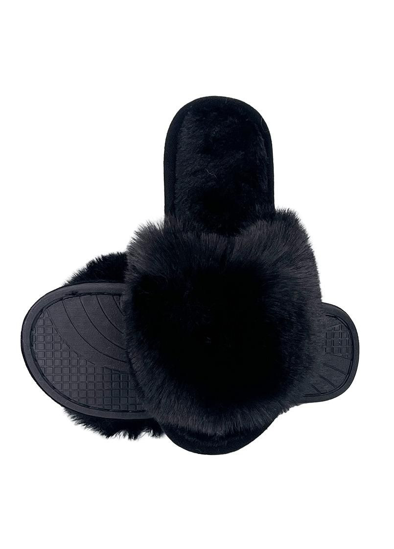 Кімнатні тапочки жіночі пухнасті чорні 6098-1 Sanlin (298344786)