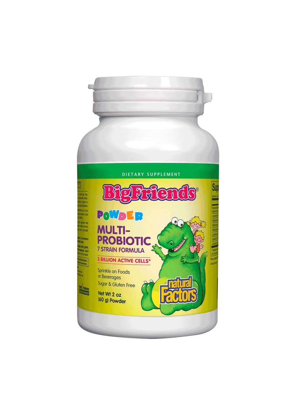 Пробиотик для детей, BigFriends, Multi-Probiotic Powder, 3 Billion, - 60 г Natural Factors (361972015)