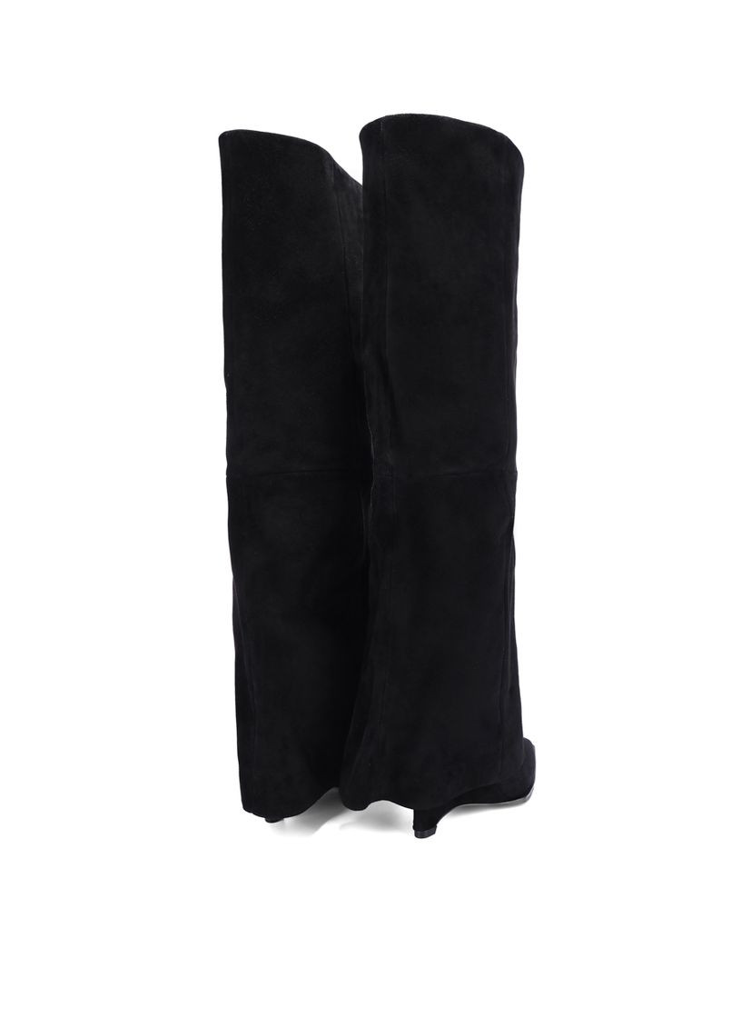 Черные осенние ботфорты женские 6975-83 черный велюр MIRATON