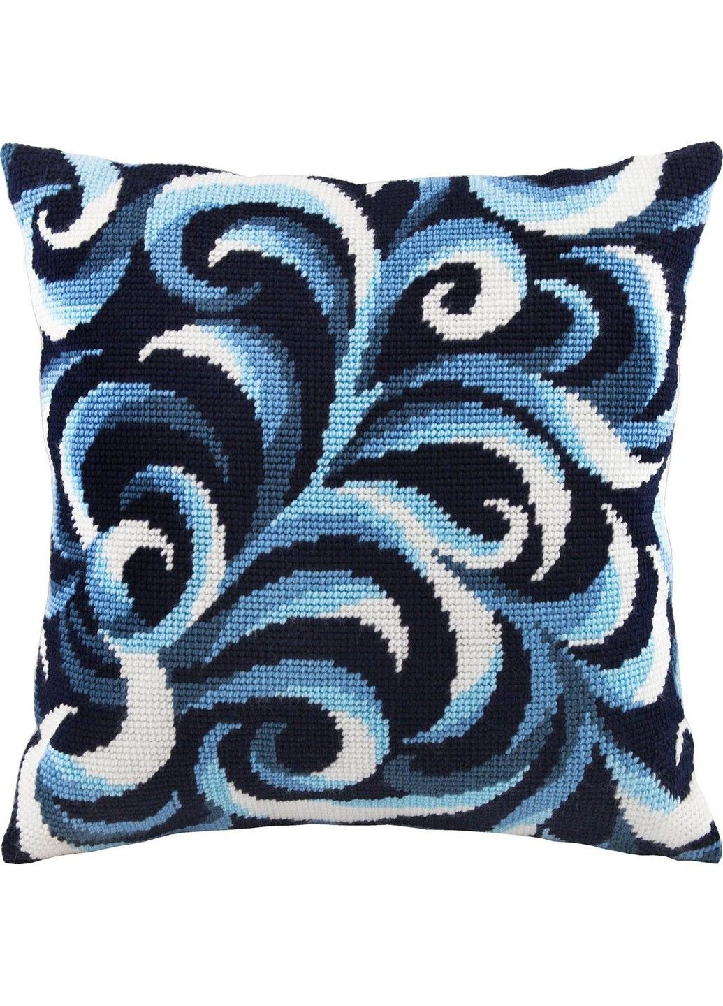 Набір для вишивки подушки хрестом Хвилі Страмін із пряжею Zweigart напівхрест нитками муліне 40х40 см No Brand (333165569)