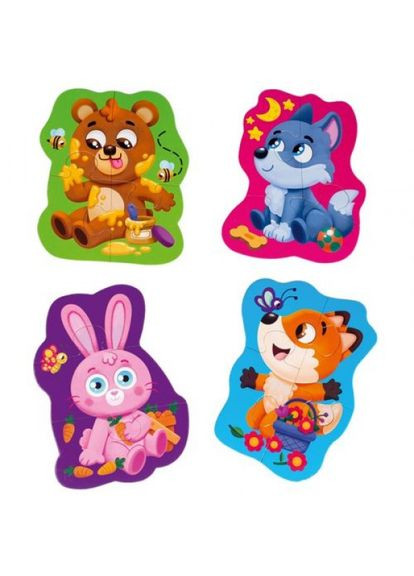 Пазлы макси, картонные "Малыш сможет: Лесные звери", с игрой Vladi toys (318017961)