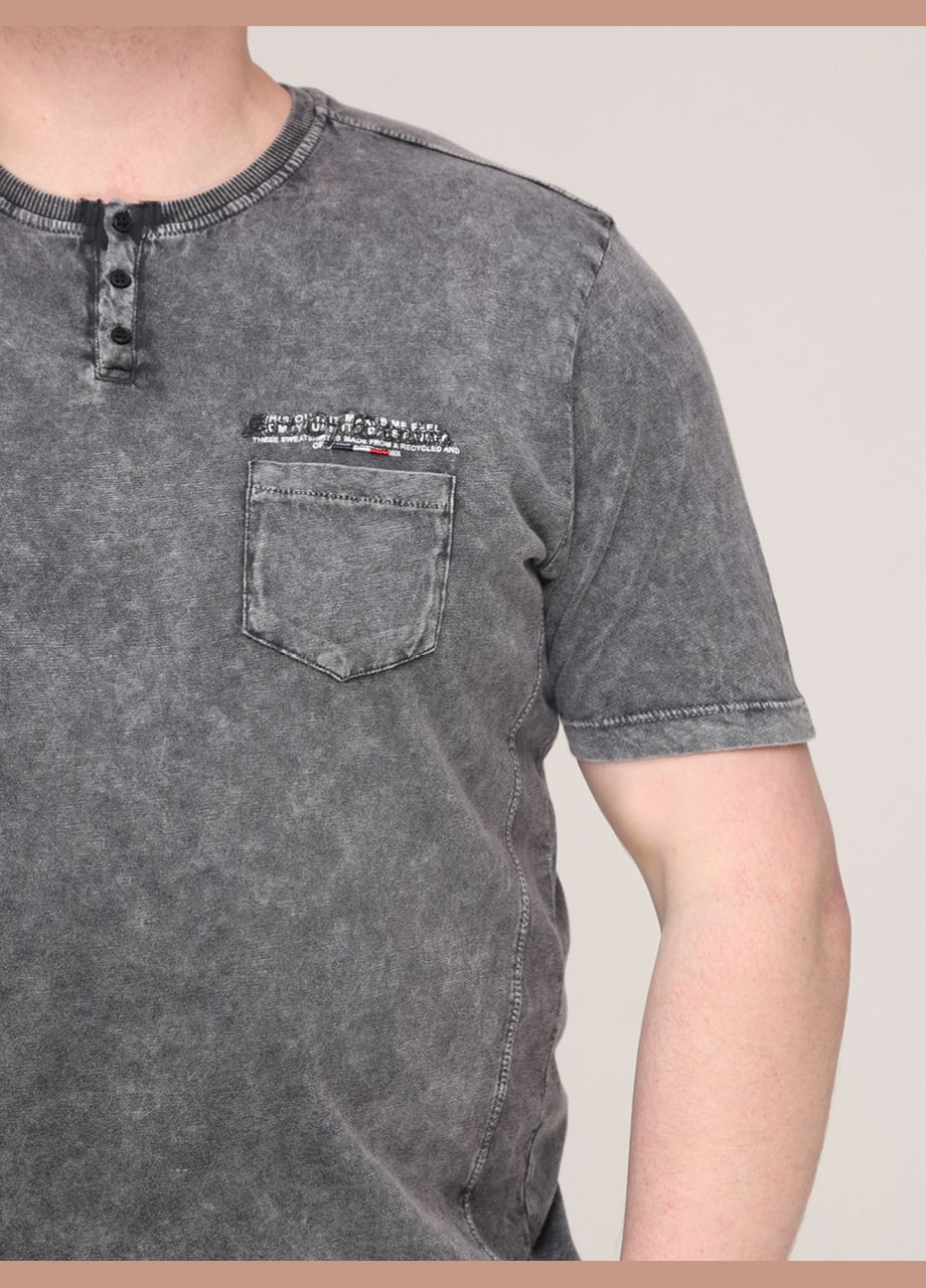 Темно-серая мужская футболка темно-серая прямая с варкой большой размер с коротким рукавом Bagarda Пряма