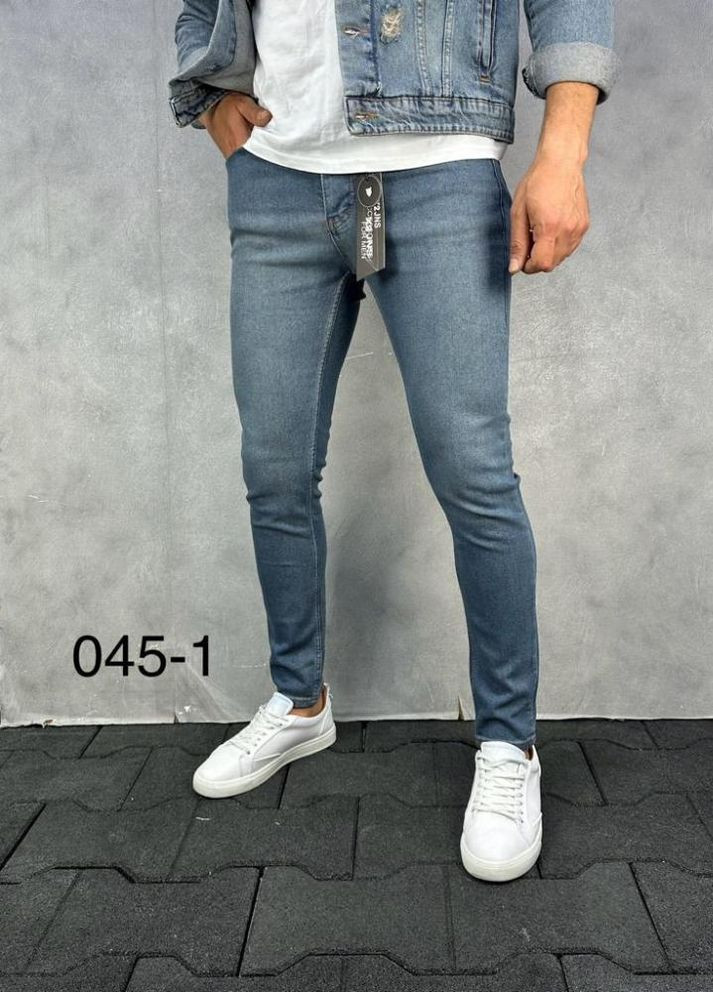 Сині однотонні завужені джинси No Brand (292711724)