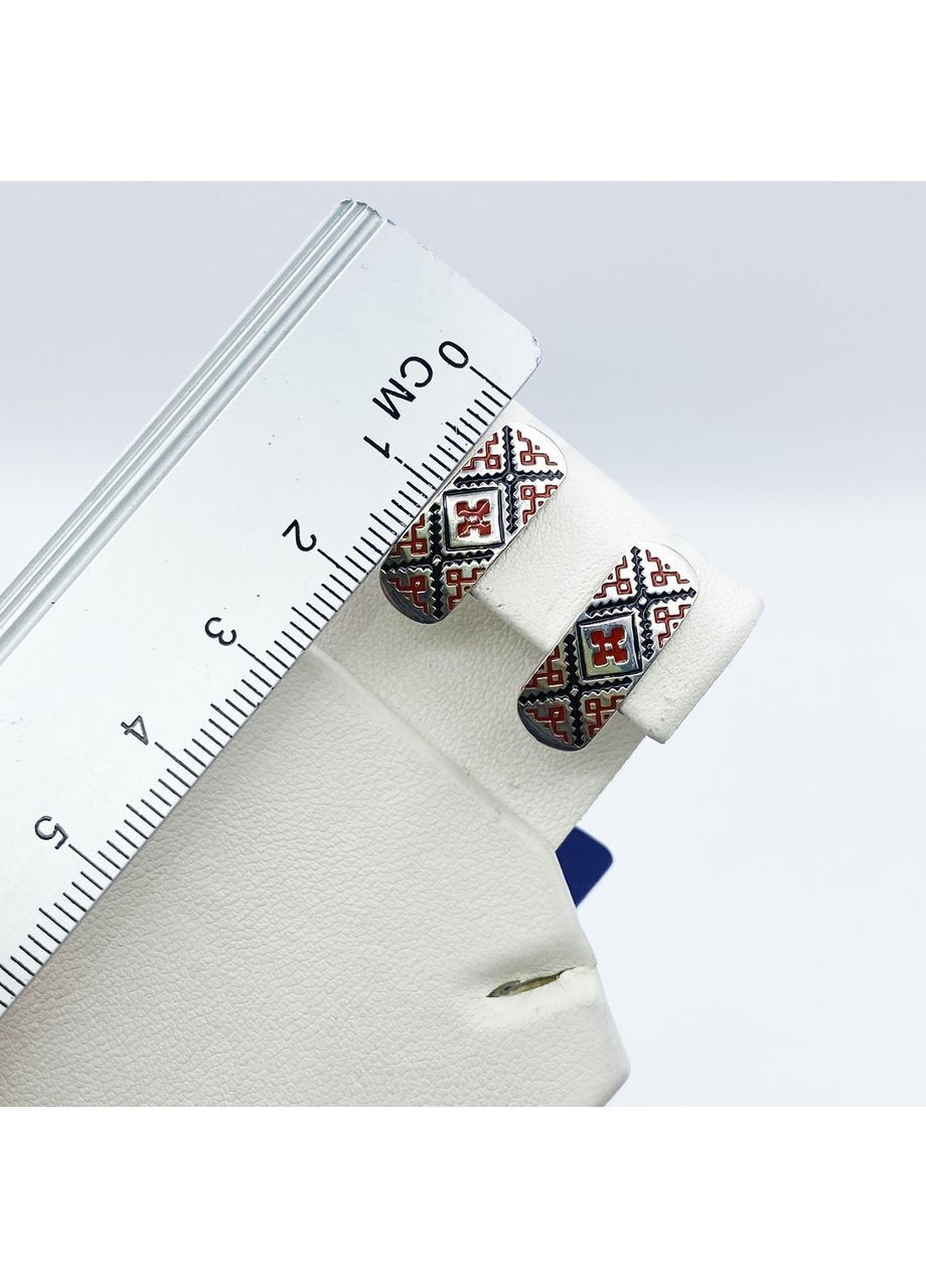 Серьги серебряные с ювелирной эмалью "Вышиванка" 4,13 г No Brand (369737643)