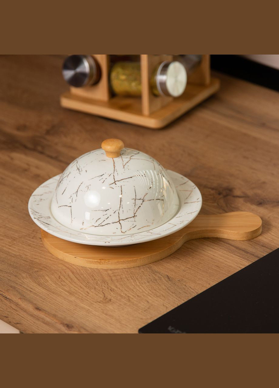 Маслянка керамічна 25*18,5*9 см на бамбуковій підставці Yiwu (331784540)