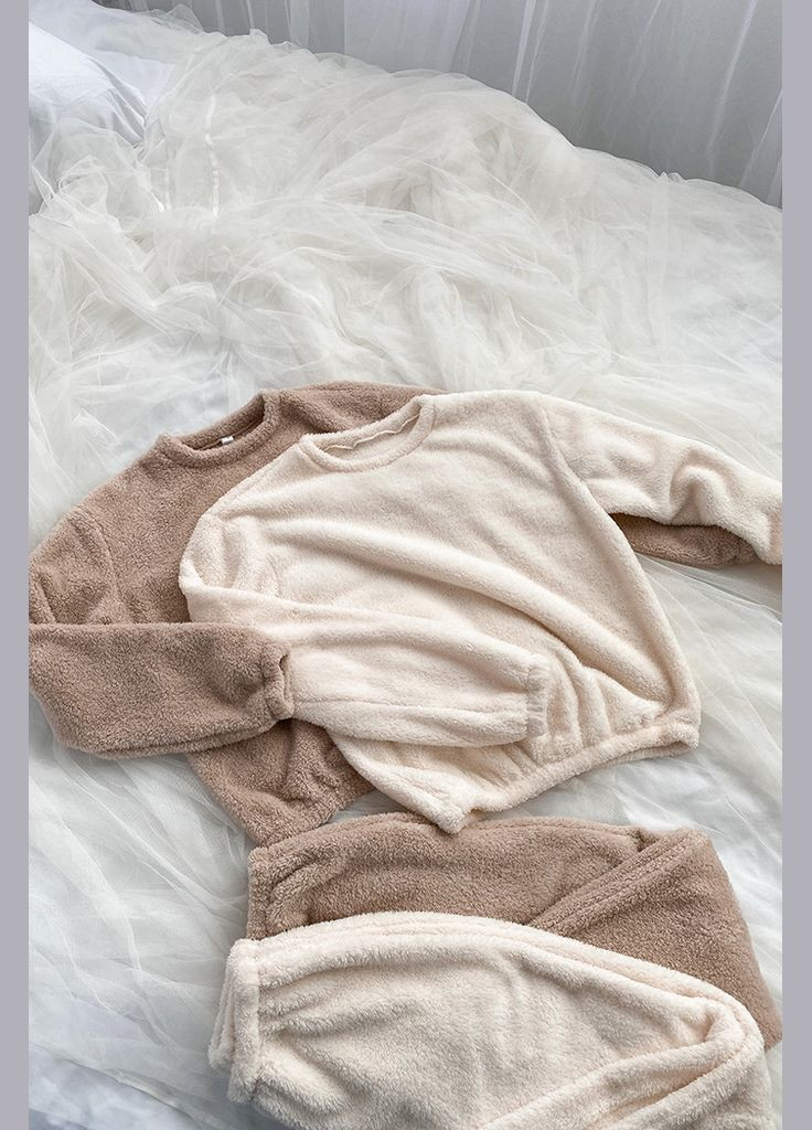 Коричневая коричневая пижама из плюша - брюки и кофта kari shop atelier (185pj-33jap-br) Ova Ova Brand