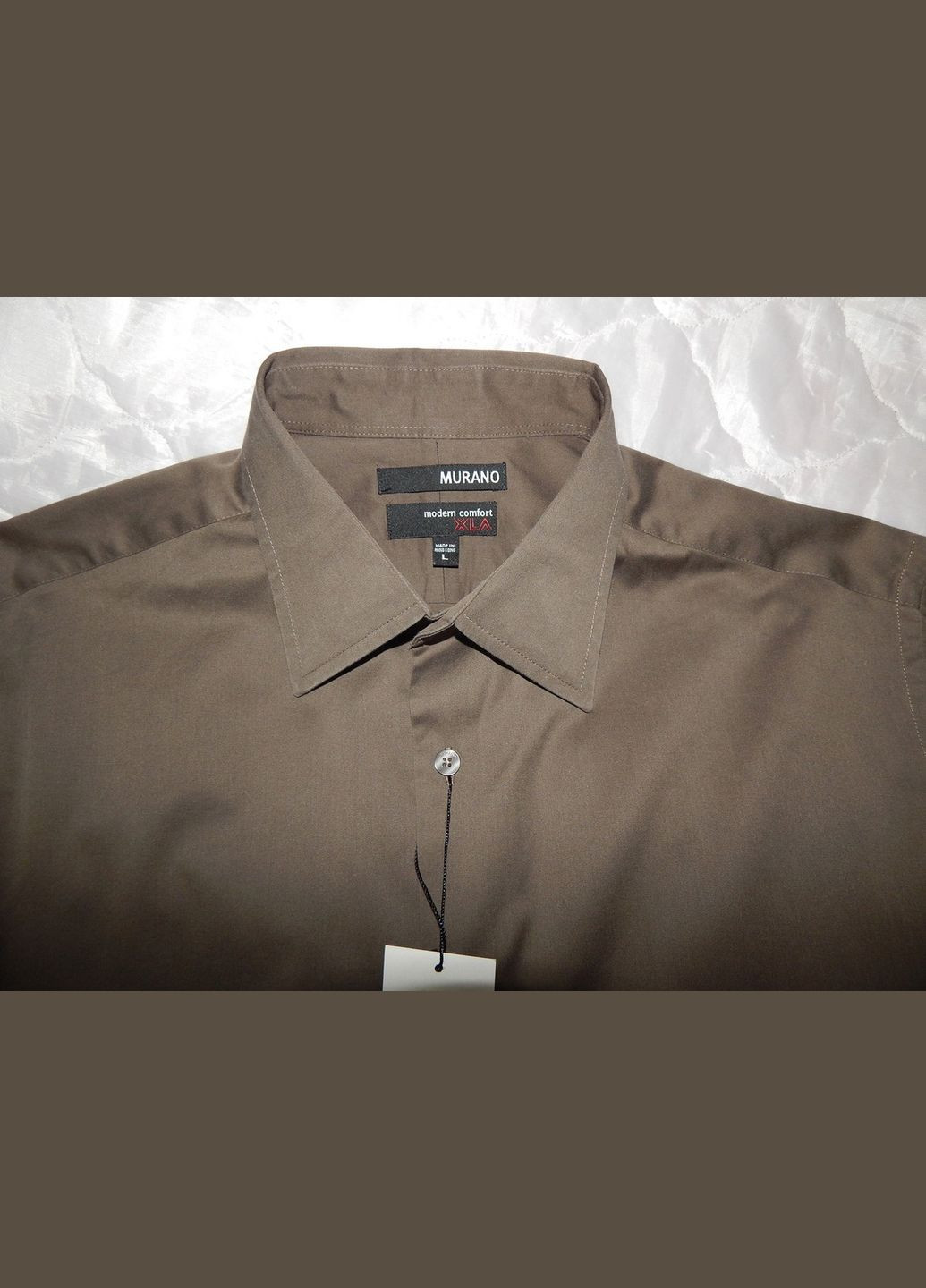 Оливковковая (хаки) кэжуал рубашка однотонная Murano