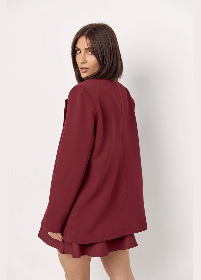 Бордовый женский женский прямой однотонный жакет Lurex однотонный - демисезонный