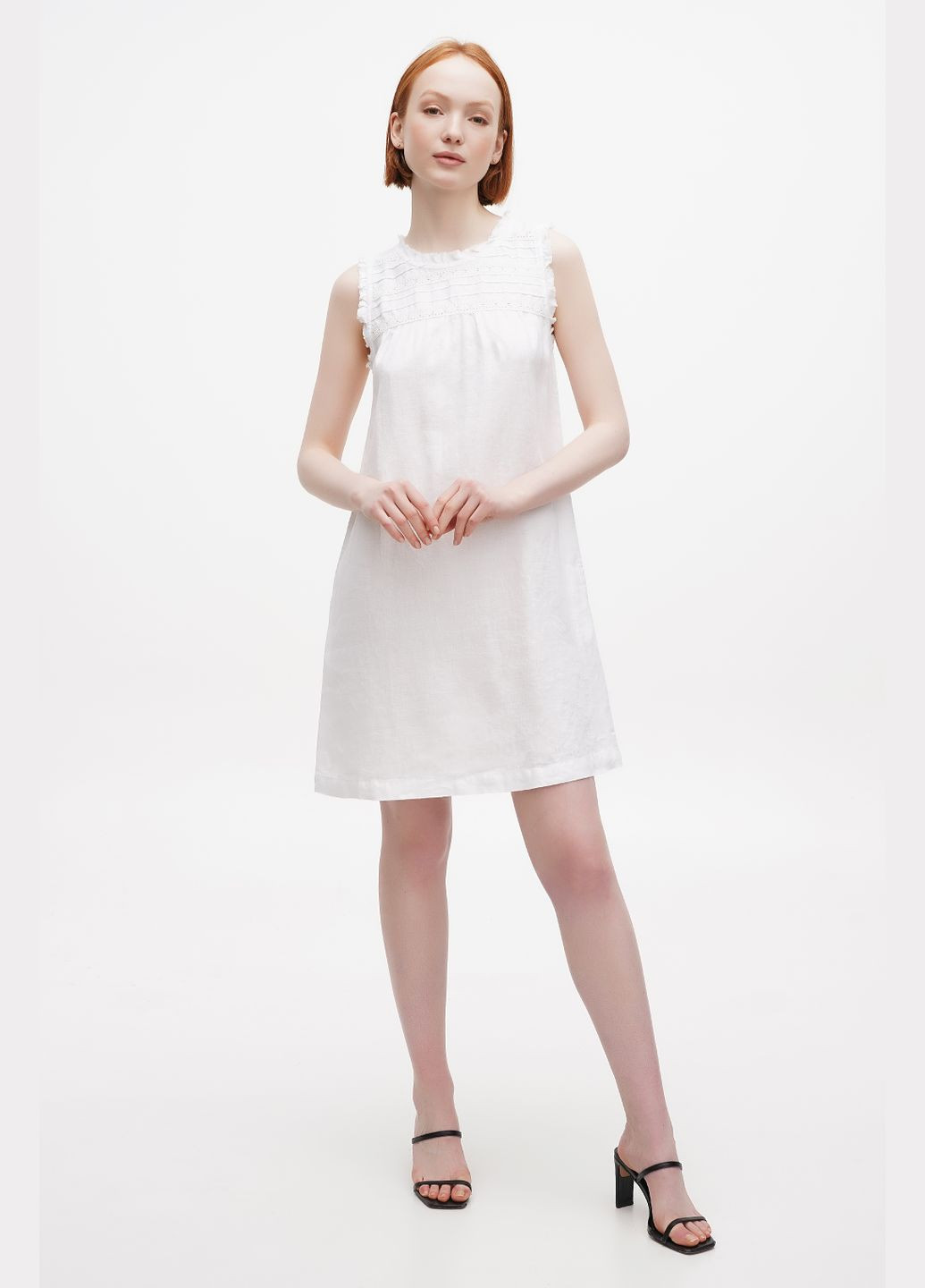 Белое платье роса, черный, р.48, код 0299/48/147 ГАЛЕРЕЯ ЛЬОНУ