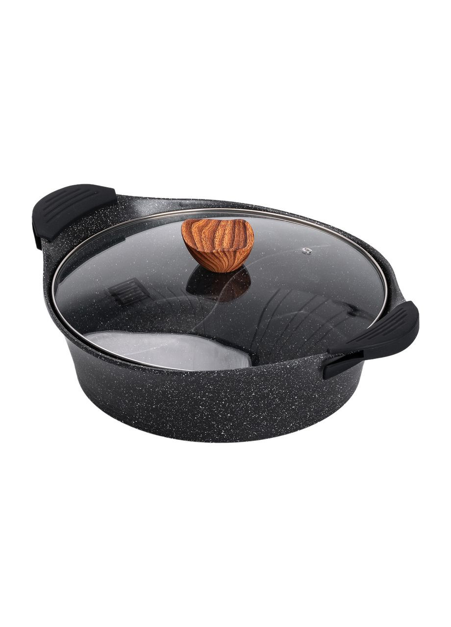 Алюмінієва каструля Ø 30 см 2-ступінчасте мармурове антипригарне покриття Чорний MGC (356460636)