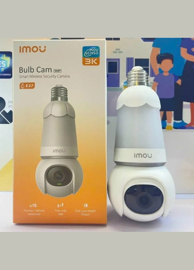 Панорамная беспроводная камера видеонаблюдения IP-камера IPC-S6DP-5M0WEB-E27 White IMOU (317041076)