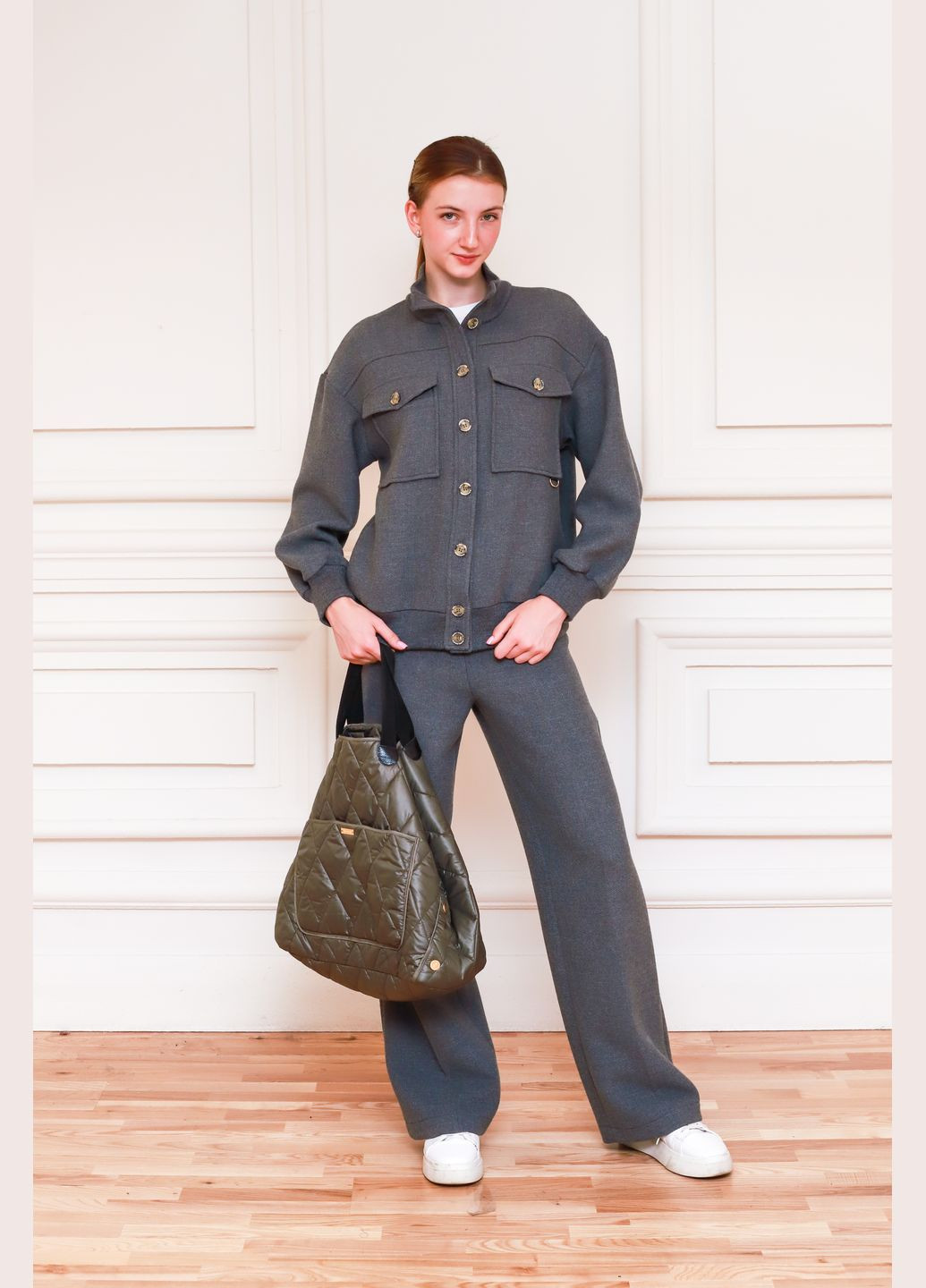 Сіра кофта з накладними кишенями в стилі спортшик Джена Dolcedonna (308240757)