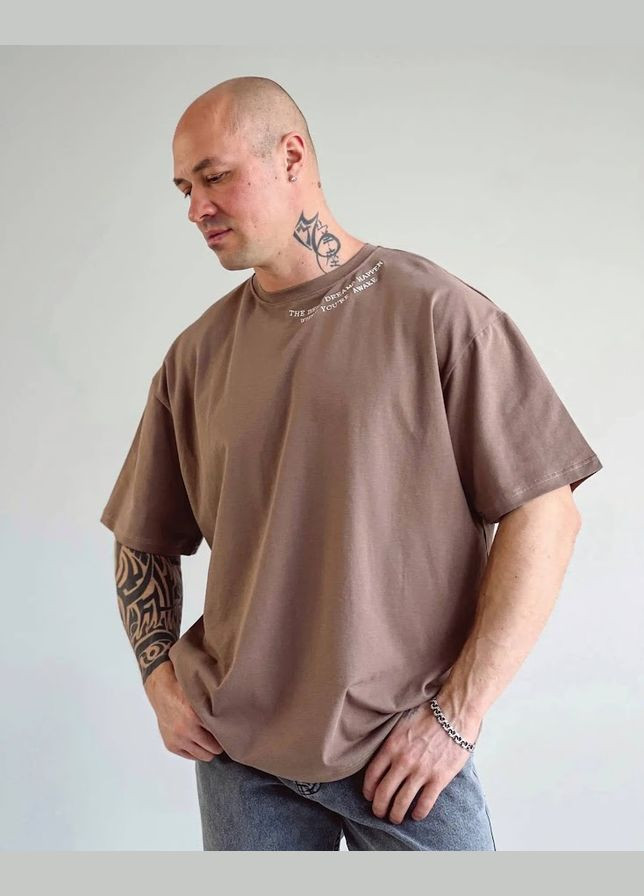 Бежевая футболка мужская (оверсайз) hc (h001-8383-036-22) No Brand
