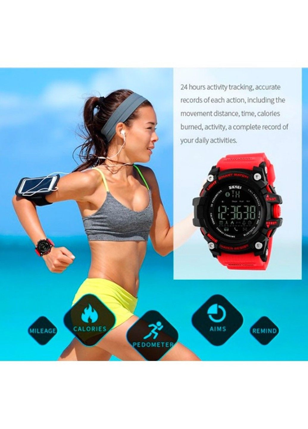 Спортивные часы с Bluetooth 1227 blue Skmei (313653908)