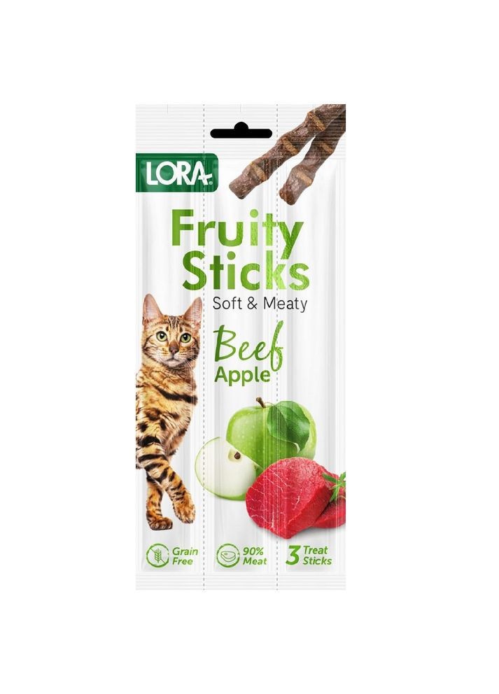 Жувальні ласощі (стіки) для дорослих котів з яловичиною та яблуком, 3х5 г Lora (338956312)