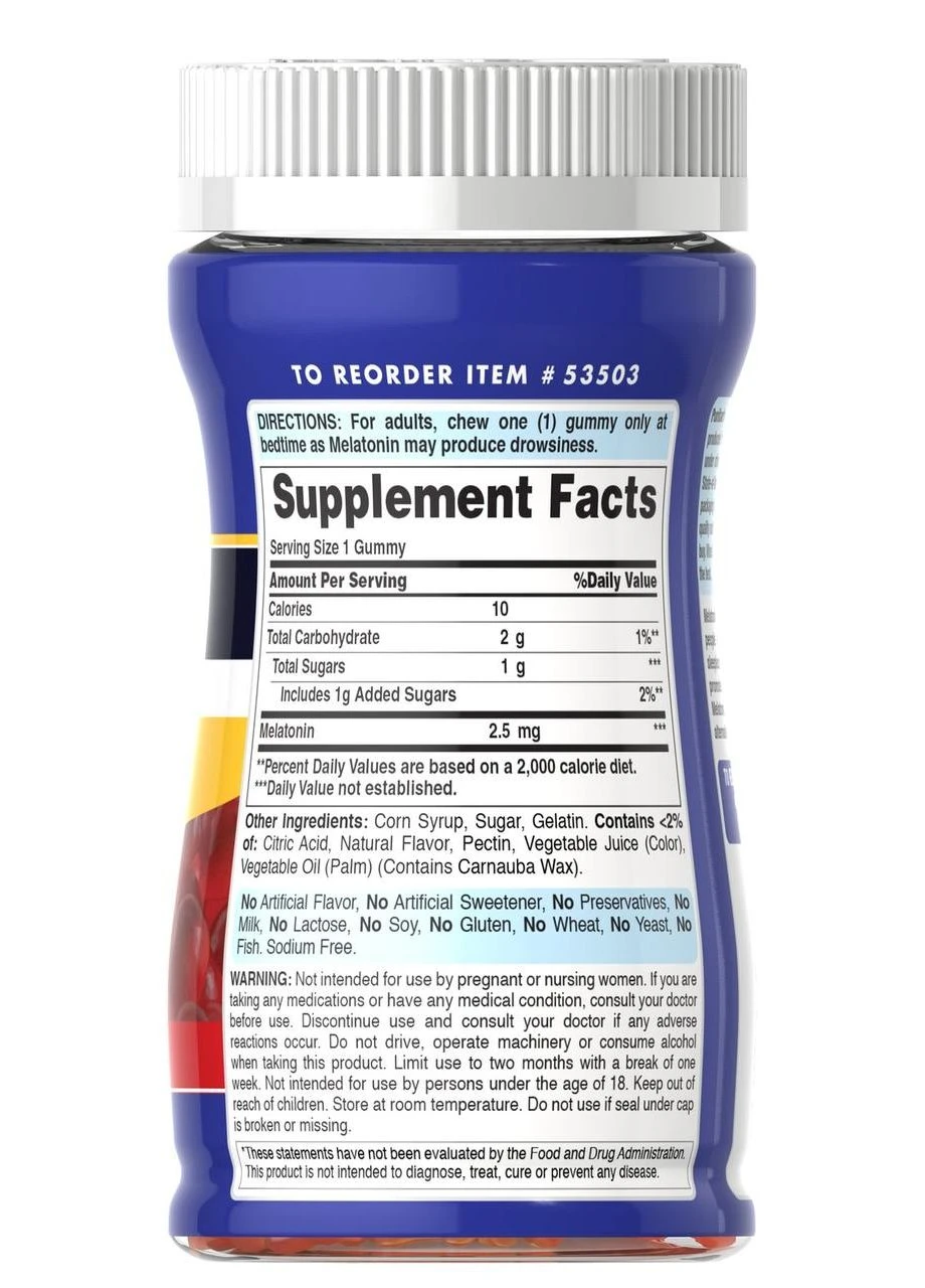 Мелатонін зі смаком полуниці, Melatonin Gummy,, 2,5 мг, 60 жувальних цукерок Puritans Pride (366547922)