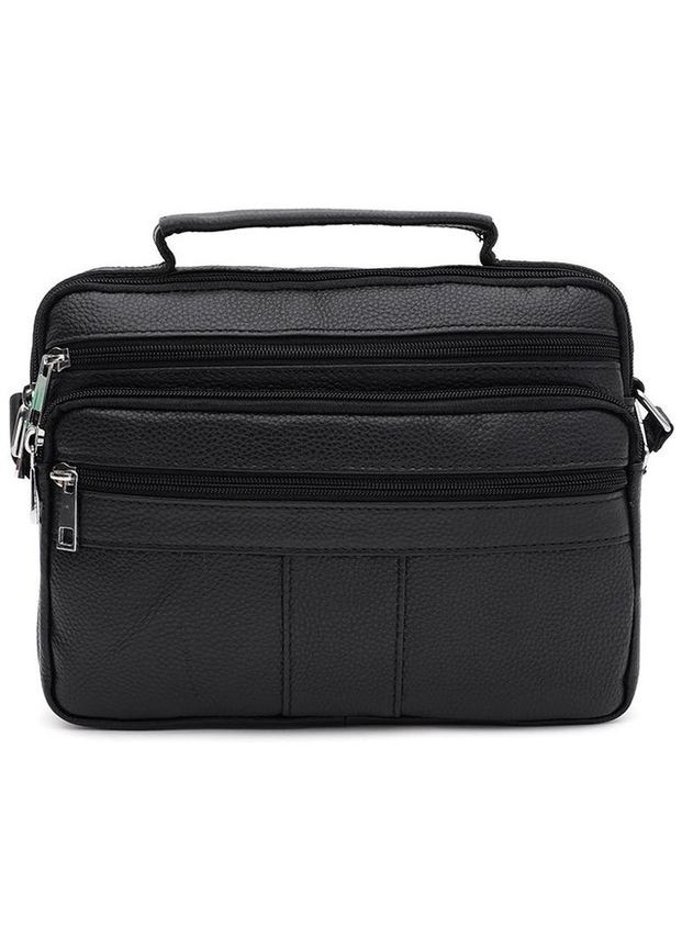 Сумка на плече крос-боді для телефону чоловіча з натуральної шкіри середня Чорний 37012 Borsa Leather (353689902)