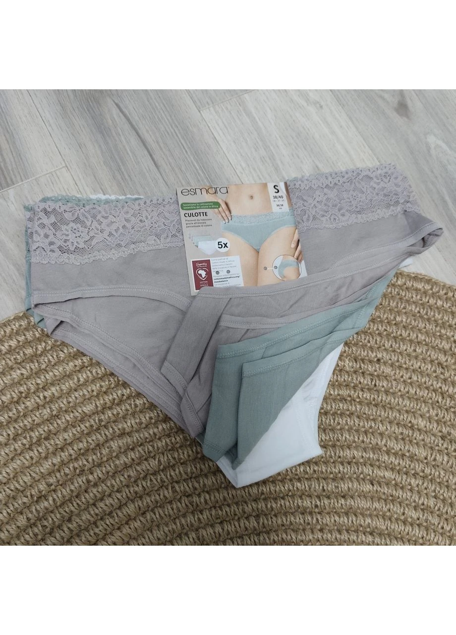 Женские трусы Culotte набор 5 шт с кружевом, хлопок, Esmara (378275666)