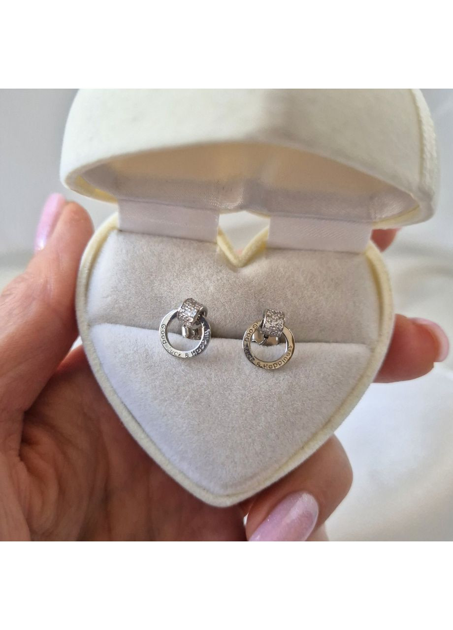 Срібні сережки гвоздики на фіксаторах з Підвіскою Коло срібло 925 проби Родоване 76139 1.74г No Brand (306742943)