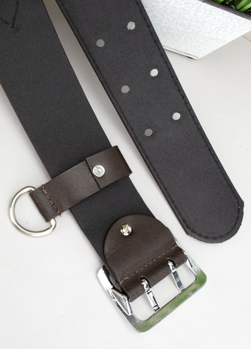 Ремінь чоловічий шкіряний широкий коричневий -5080 (120 см) JK (361639634)