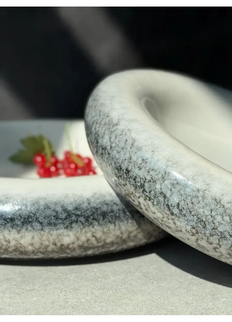 Тарелка "Каменный круг" 1шт. голубого оттенка керамическая в современном дизайне 20.3см OSM (365549079)