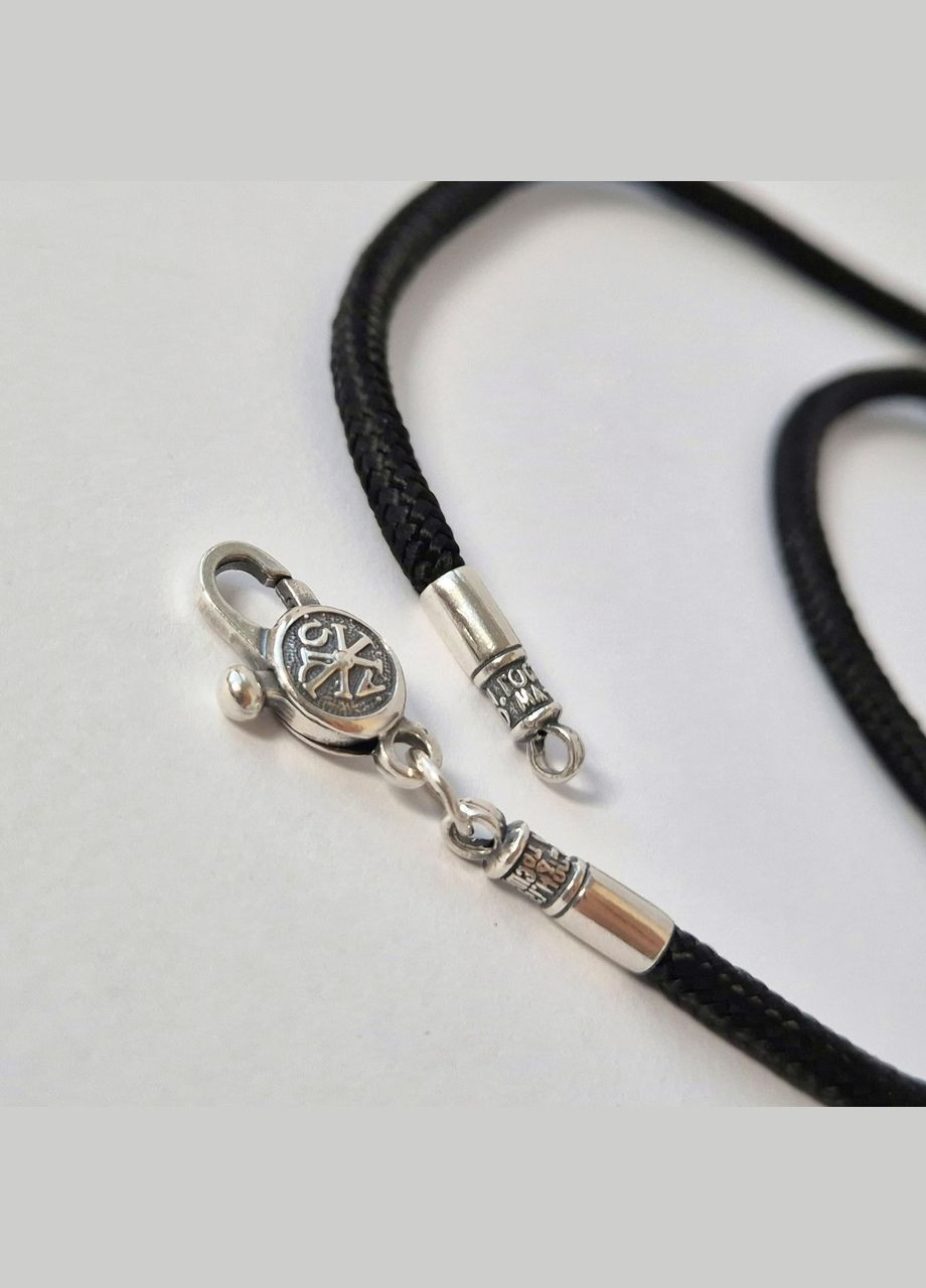 Ювелірний чорний шовковий шнурок см срібло 925 проби чорнене 3 мм (АРТ.1451ч) 3.20г No Brand (306854716)