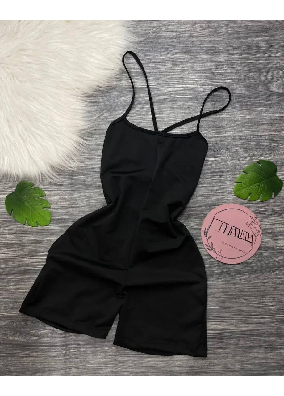 Чорний комбінезон із мікродайвінгу з відкритими плечима в одному розмірі No Brand 395 однотонний чорний