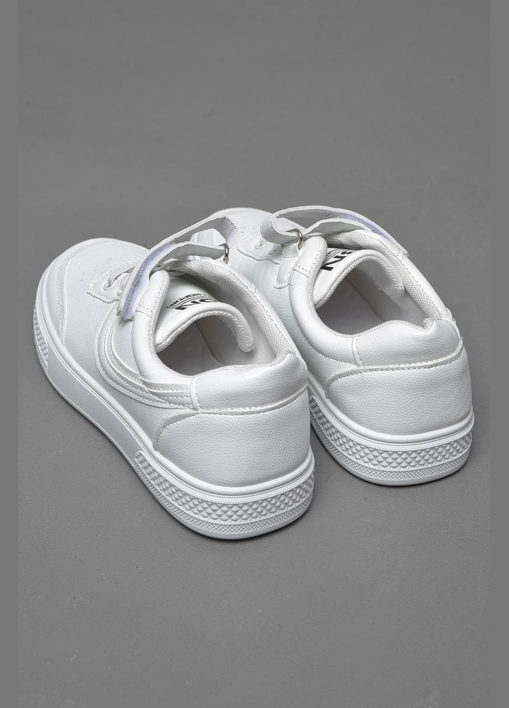 Білі осінні кросівки дитячі білого кольору на ліпучці та шнурівці Let's Shop