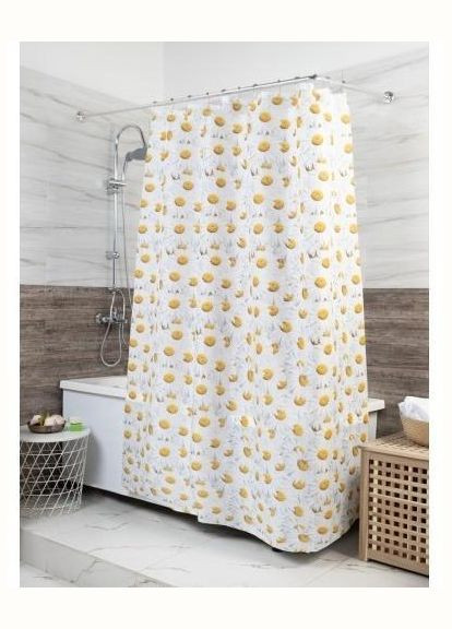 Шторка для душа раздвижная "Миранда" ромашка 180х200 см из полиэстера Miranda (342105226)