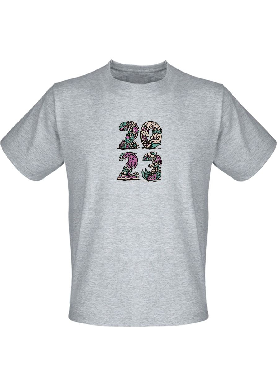 Сіра футболка новорічна 2023 trippy (сіра) Fat Cat