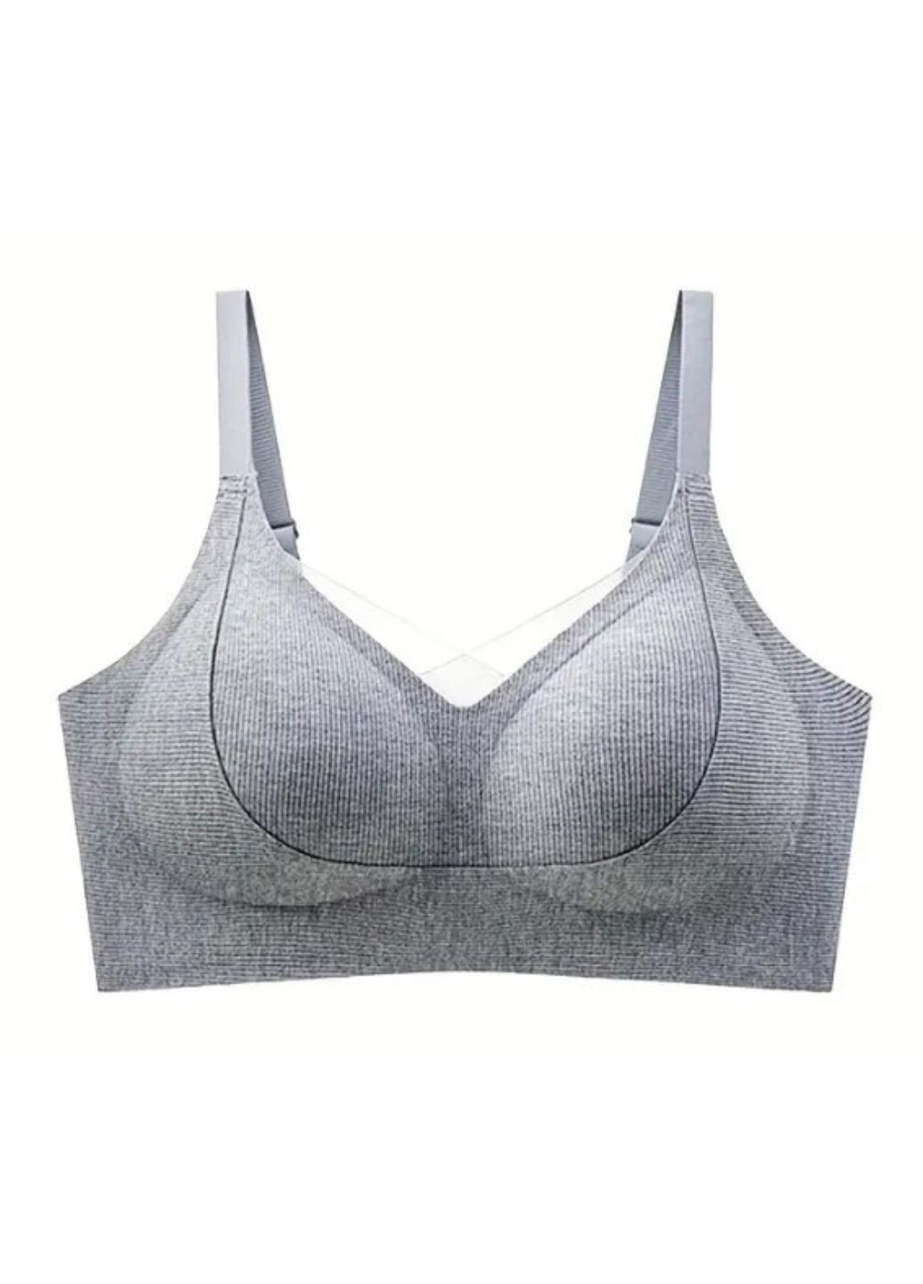Серый топ формированный женский бесшовный бюстгальтер в рубчик infinite comfort (1530-75-01) Macarena без косточек