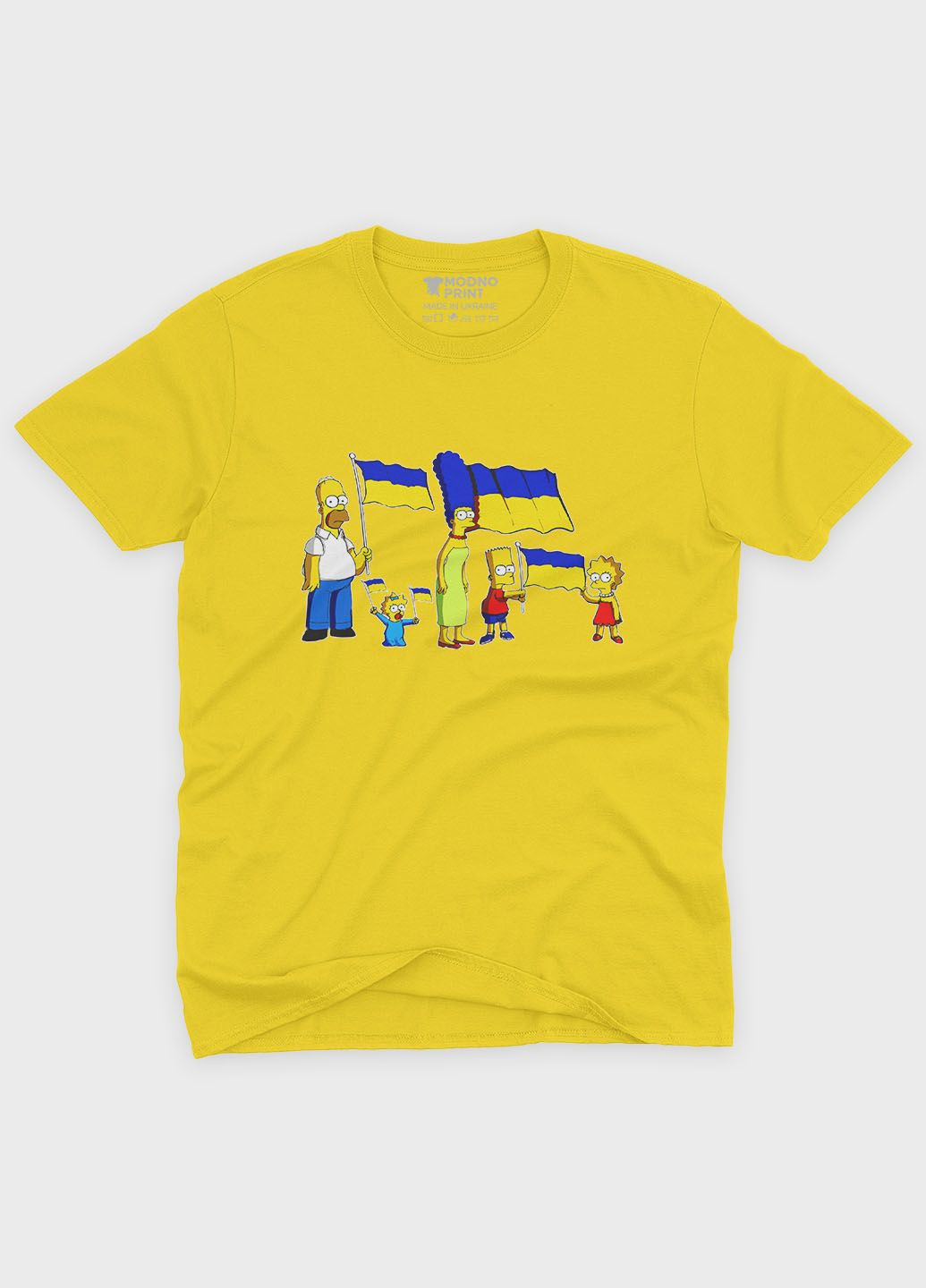 Желтая мужская футболка с патриотическим принтом симпсоны (ts001-5-sun-005-1-124) Modno