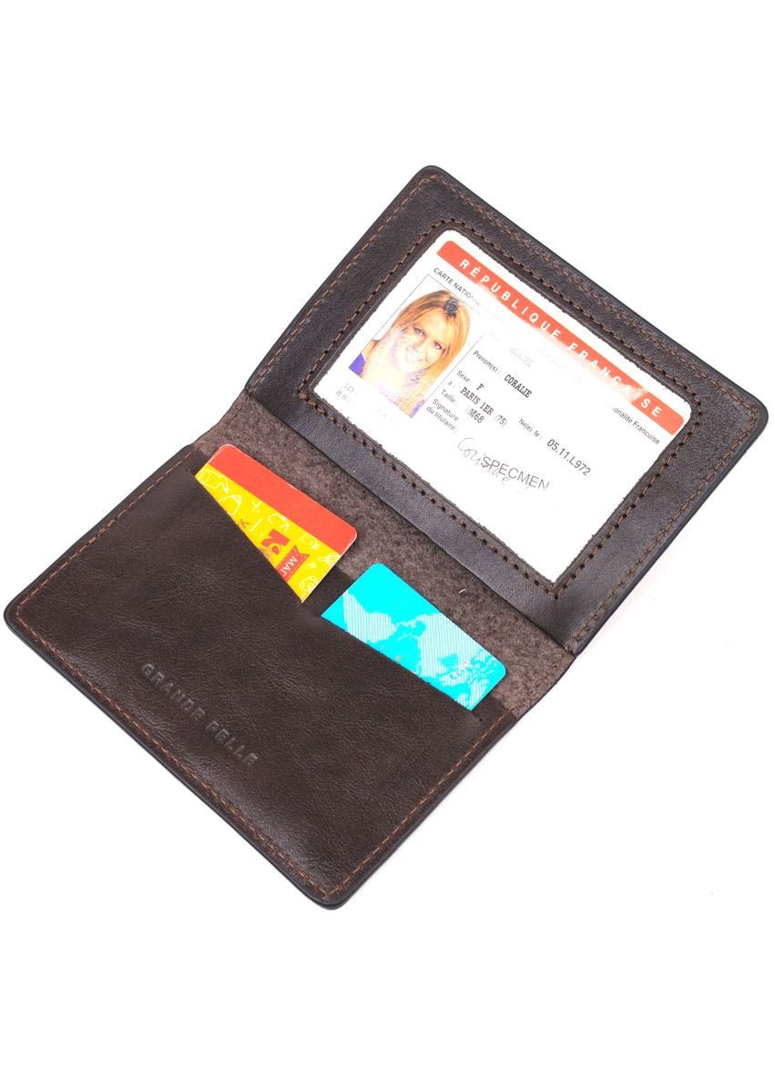 Обкладинка з глянсової шкіри на військовий квиток Тризуб ЗСУ GRANDE PELLE коричнева (sku_16748) No Brand (327820530)