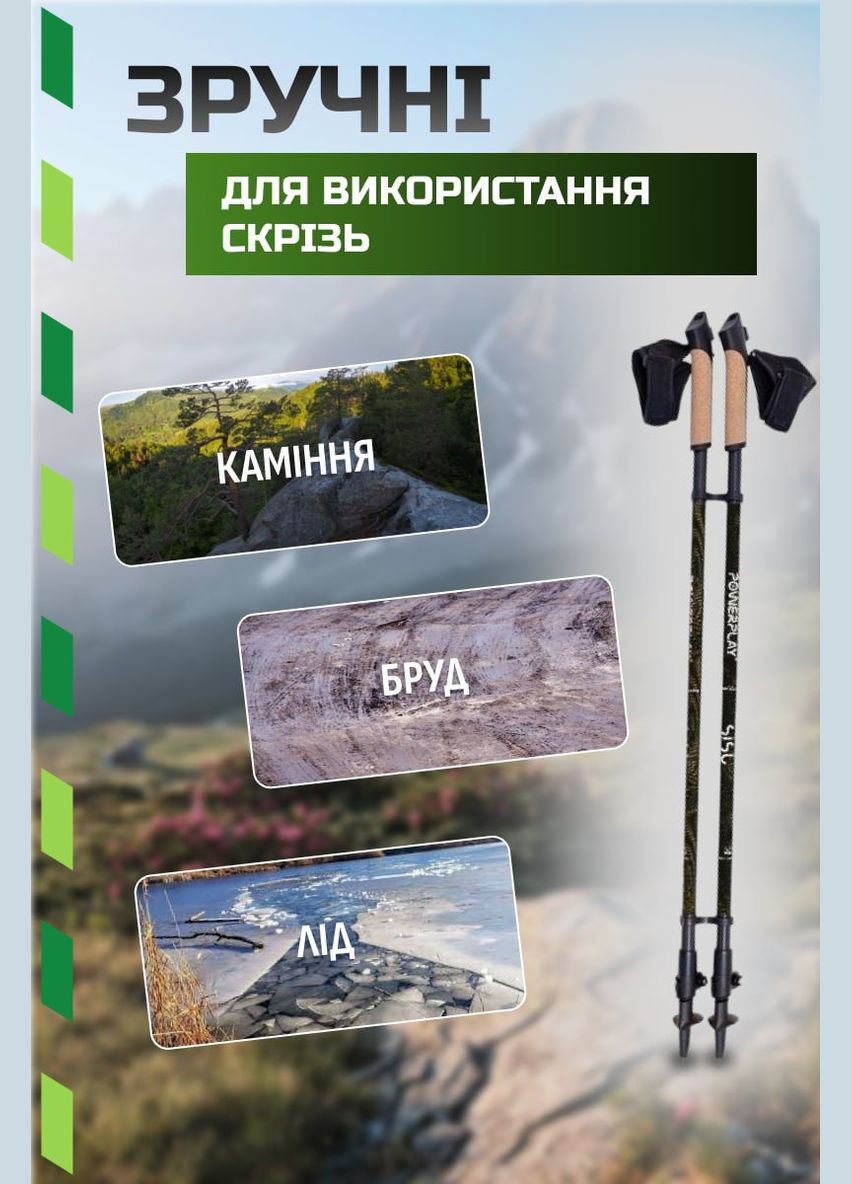 Палиці для скандинавської ходьби 9108 Sisu Black/Gold 80-135 см (пара) + 2-ві пари чобітків + чохол PowerPlay (320676463)